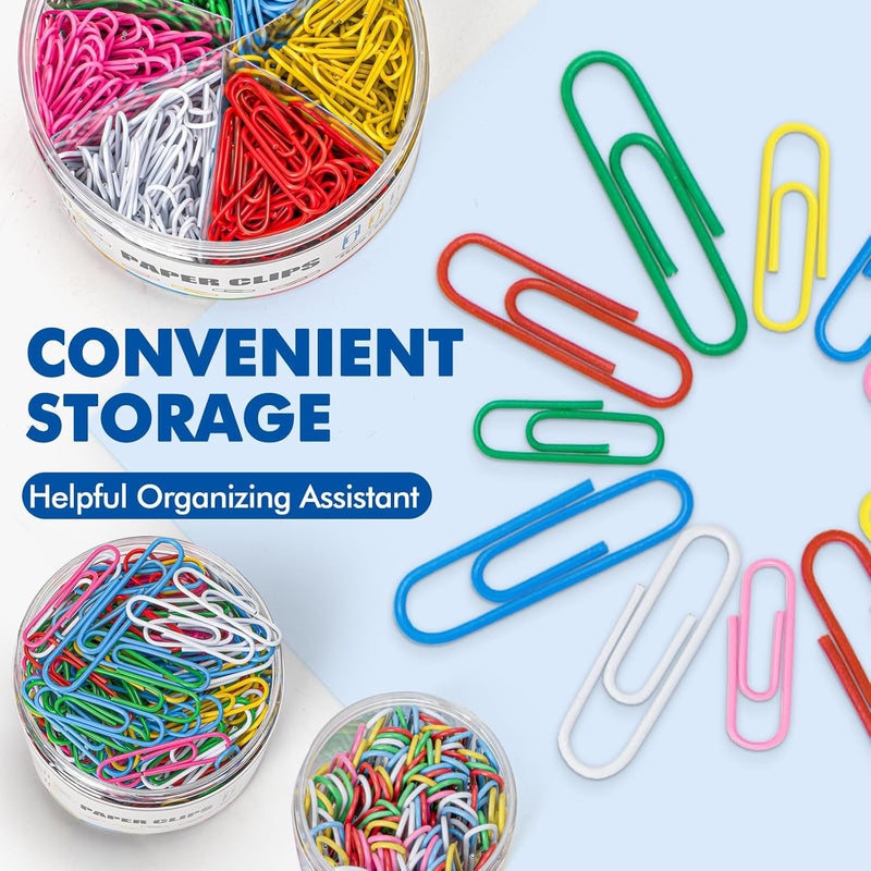 BainGesk 1000 Paper Clips Assorted Sizes, Large, Medium, and Small Colored Paper Clips, Durable, Rustproof, Great for Office Supplies, School, Home Organization(50mm, 33mm, 28mm) - Image 3